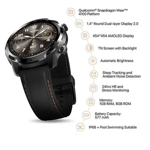 Ticwatch Pro 3 GPS Smartwatch Shadow Black - Image 3